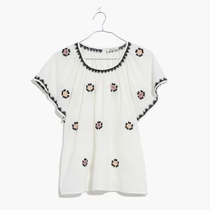 Madewell Embroidered Flutter Sleeve Top